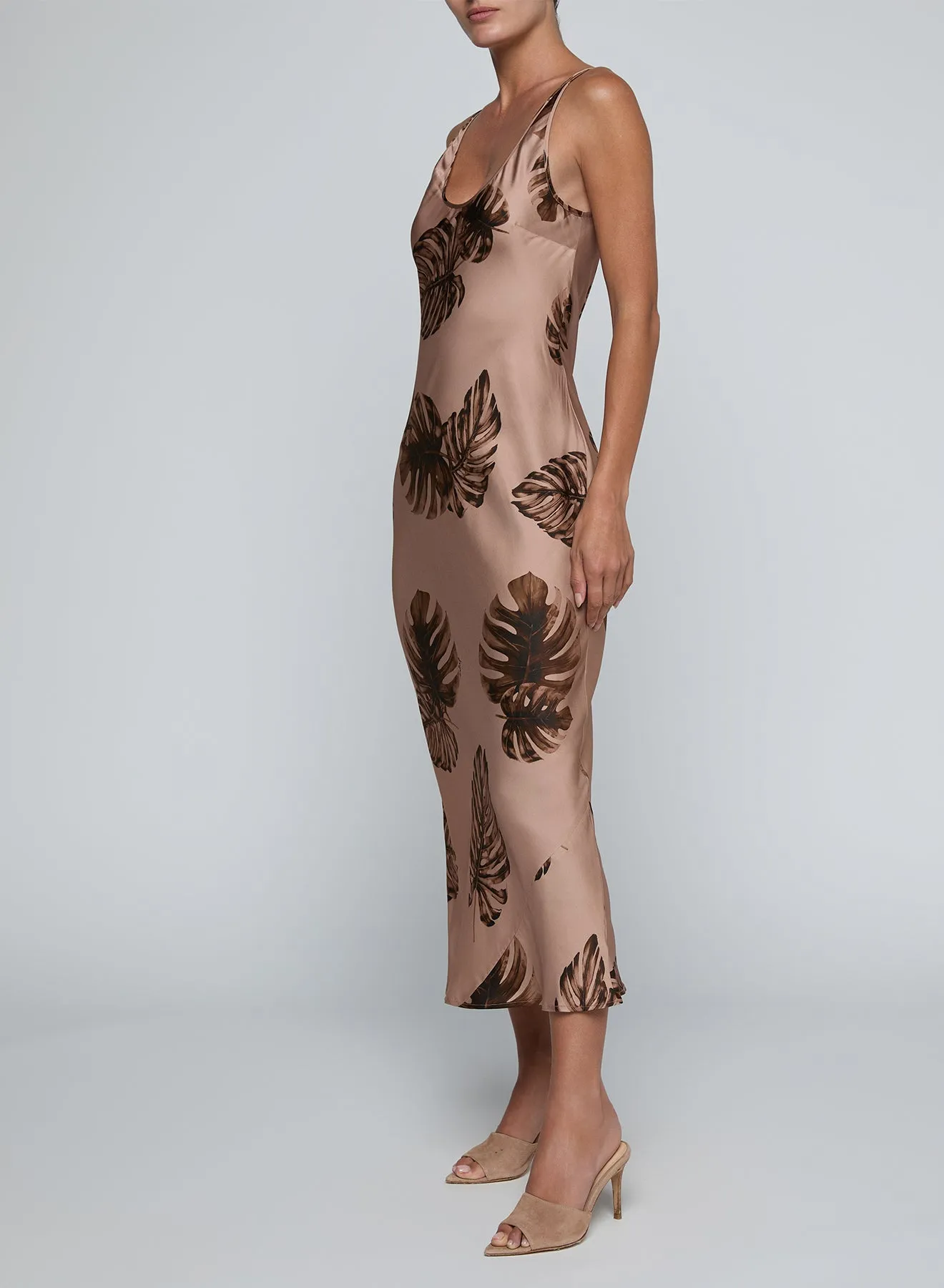L'agence - Akiya Satin Maxi Dress - Hazelnut Multi Large Palm sold by Jessie Boutique product image thumbnail 5