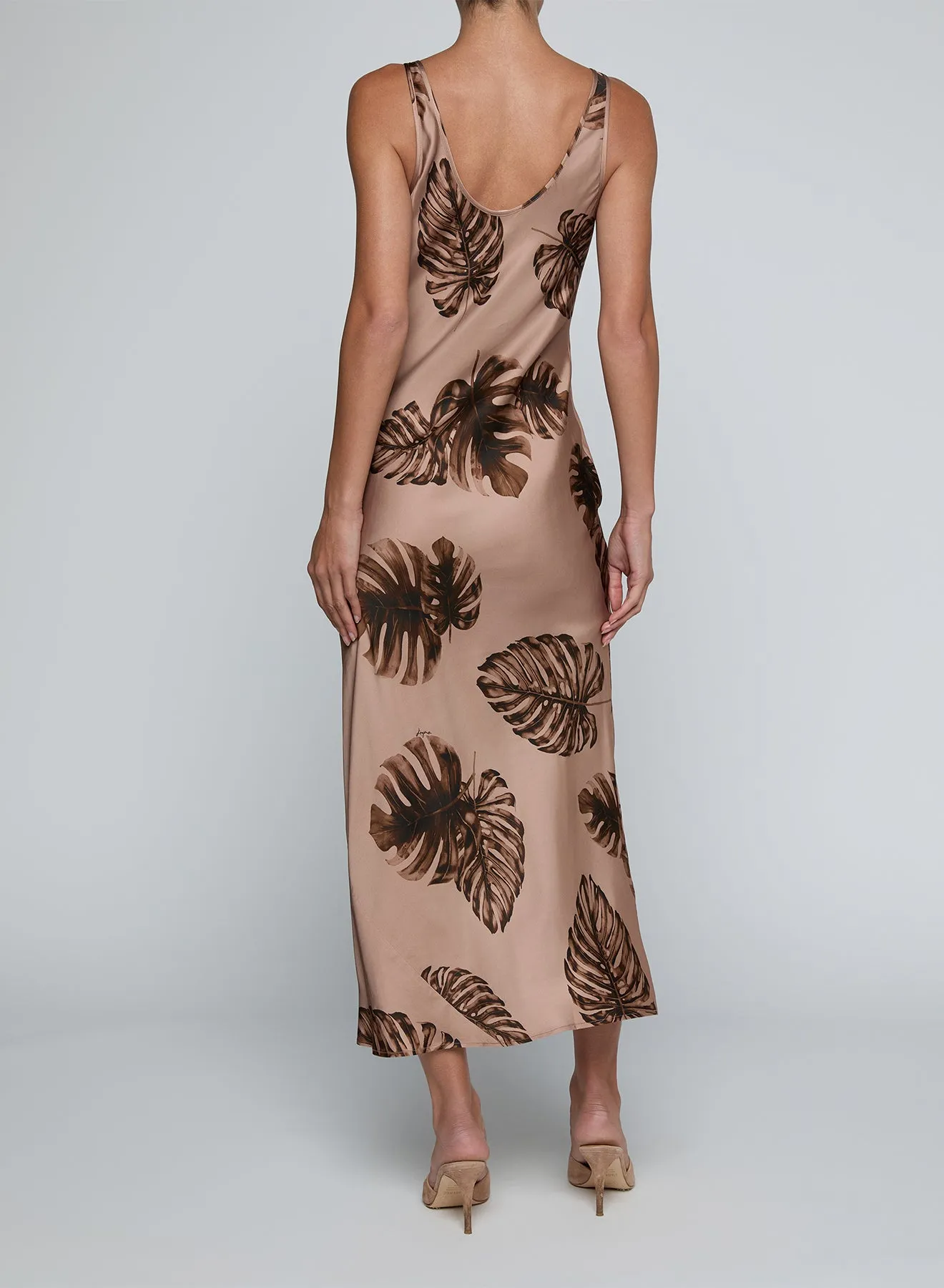 L'agence - Akiya Satin Maxi Dress - Hazelnut Multi Large Palm sold by Jessie Boutique product image thumbnail 4