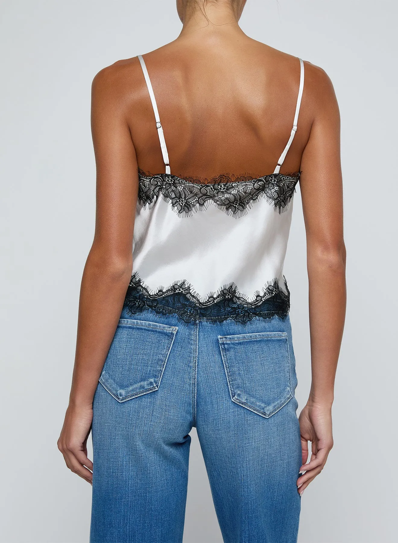 L'agence - Kimber Silk Lace Camisole - White/Black sold by Jessie Boutique product image thumbnail 2