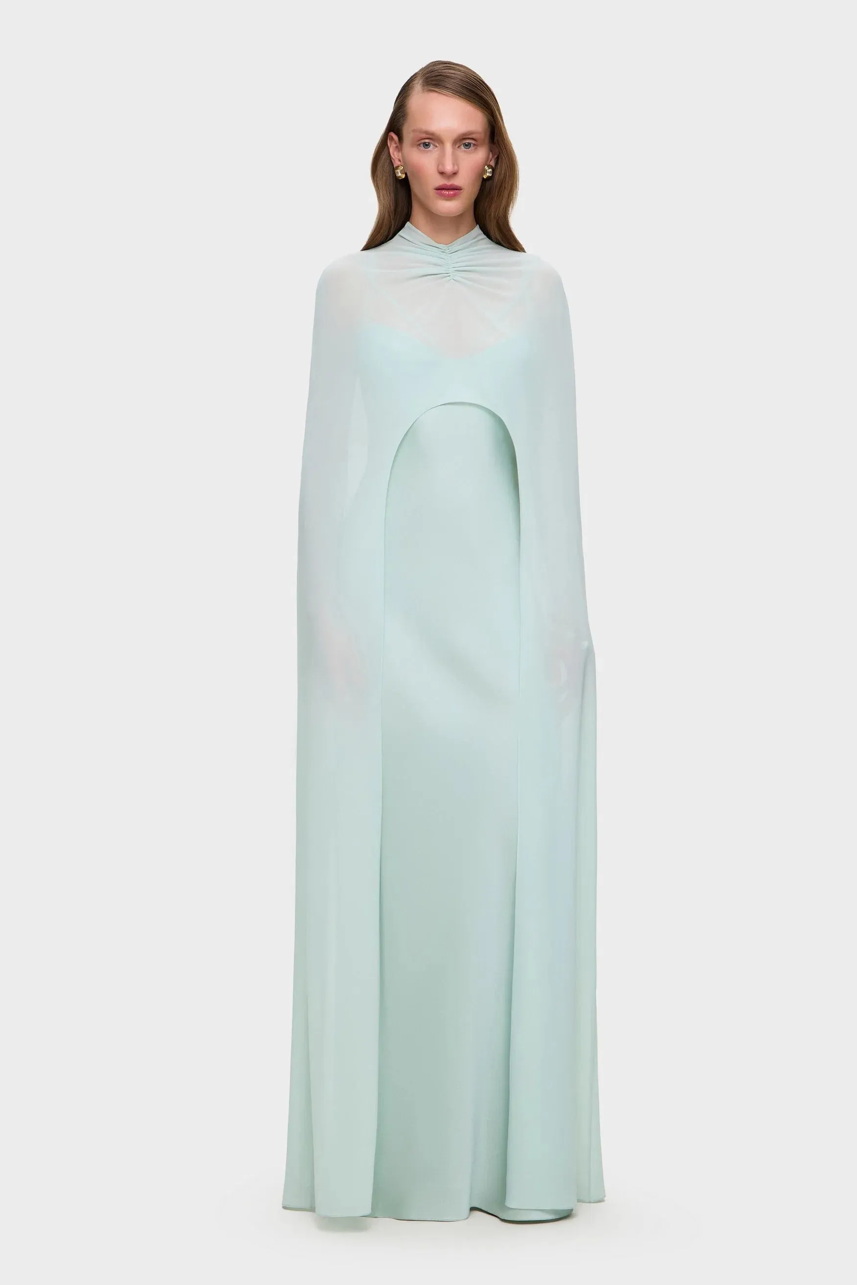 Anna October - Marigold Chiffon Cape - Mint sold by Jessie Boutique