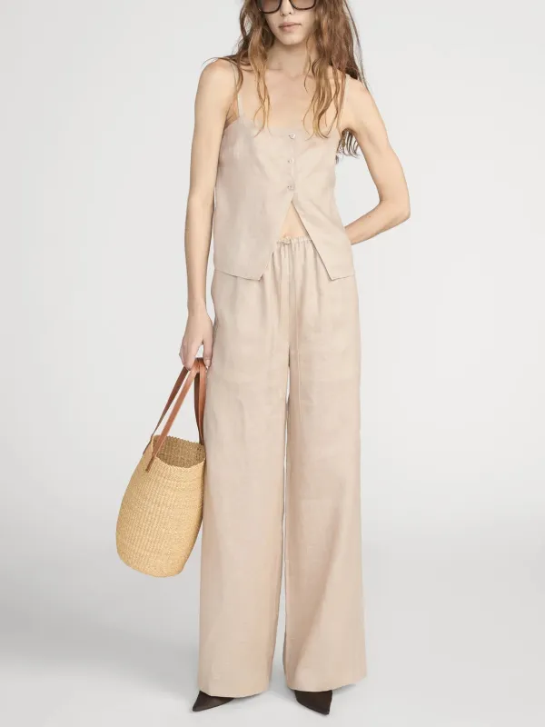 Frame - The Linen Lounge Pant - Flax made by Frame Denim