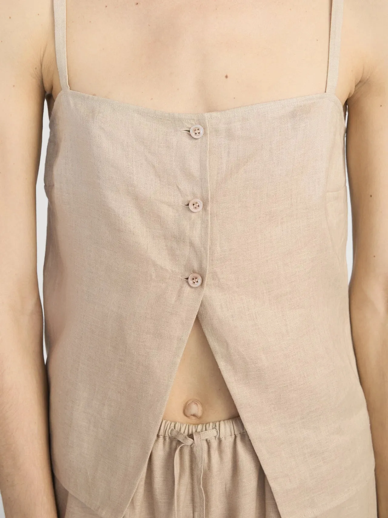 Frame - The Linen Button Cami - Flax sold by Jessie Boutique product image thumbnail 2