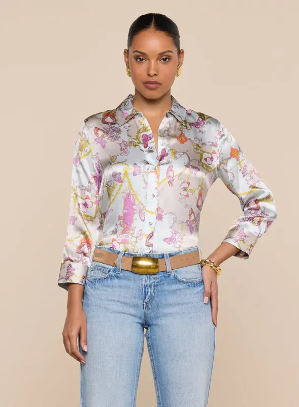 L’agence - Dani Silk Blouse - Multi Baroque Toile made by L'AGENCE