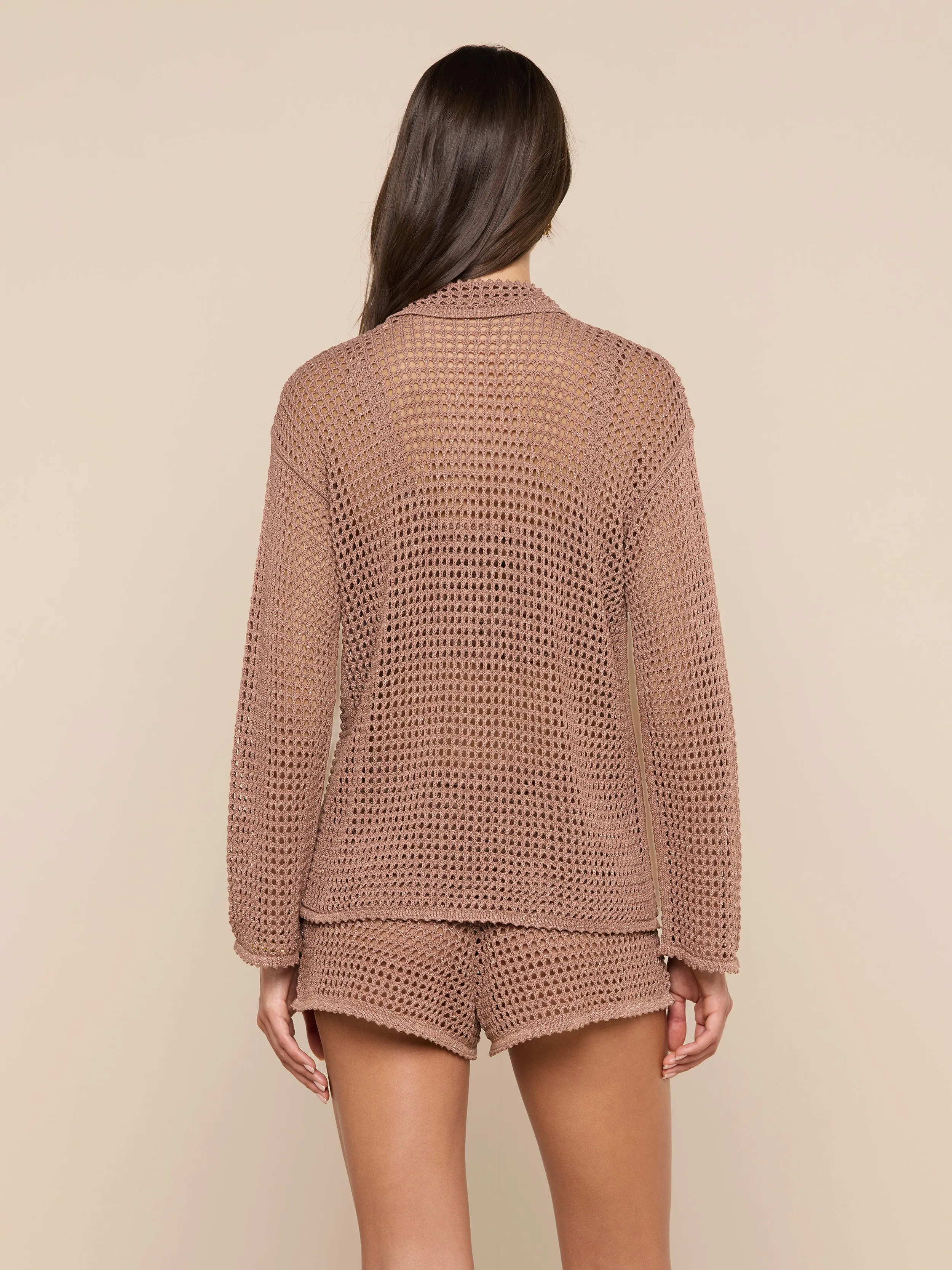 L’agence - Mariana Pointelle Knit Shirt - Hazelnut sold by Jessie Boutique product image thumbnail 2