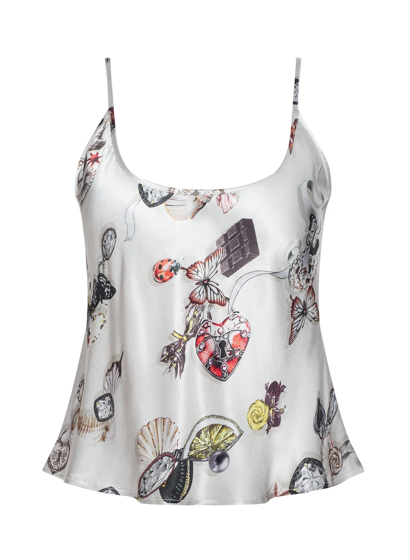 L’agence - Charmy Satin Camisole - Ecru Multi Lock Butterfly sold by Jessie Boutique product image thumbnail 5