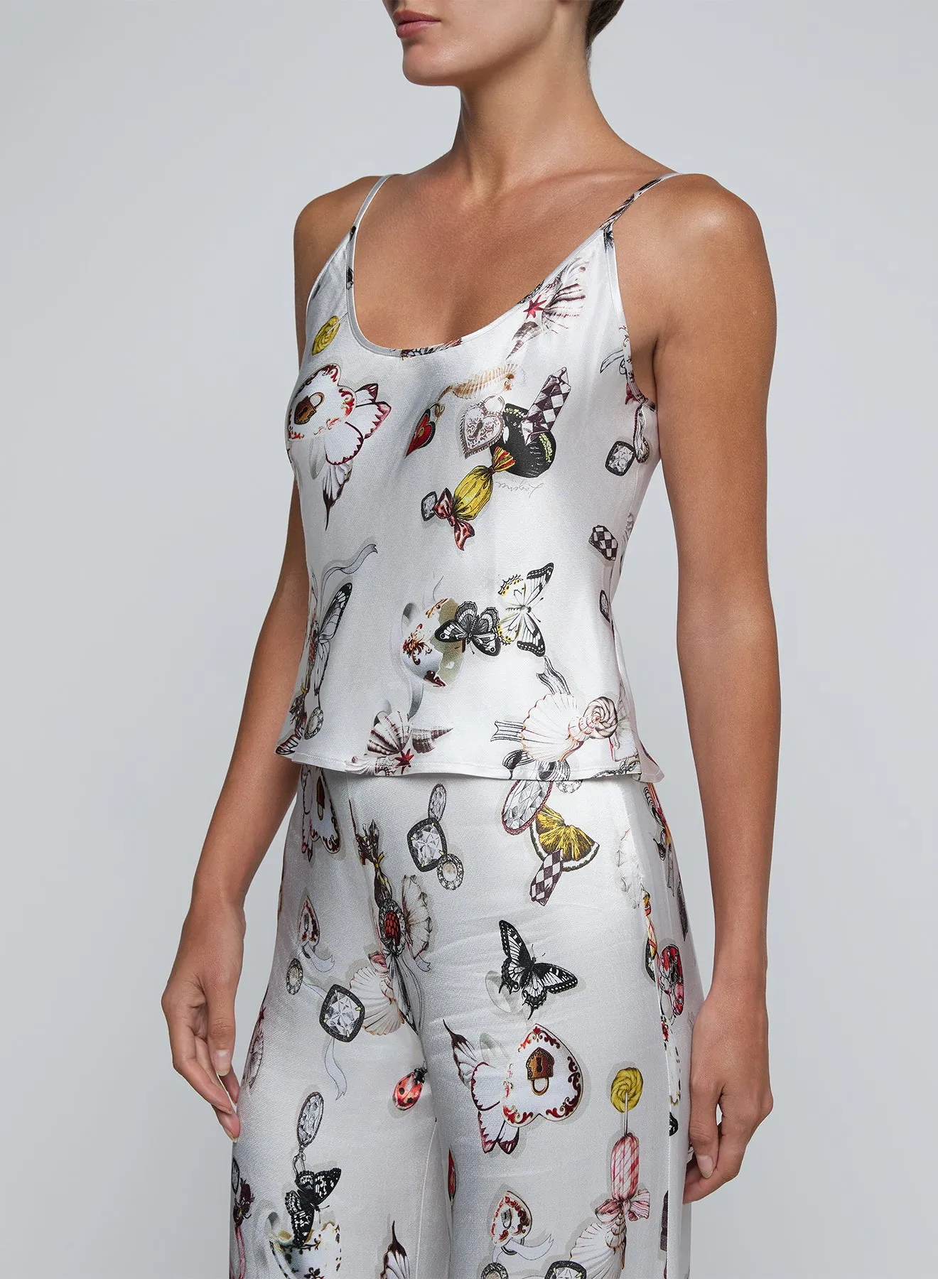 L’agence - Charmy Satin Camisole - Ecru Multi Lock Butterfly sold by Jessie Boutique product image thumbnail 3