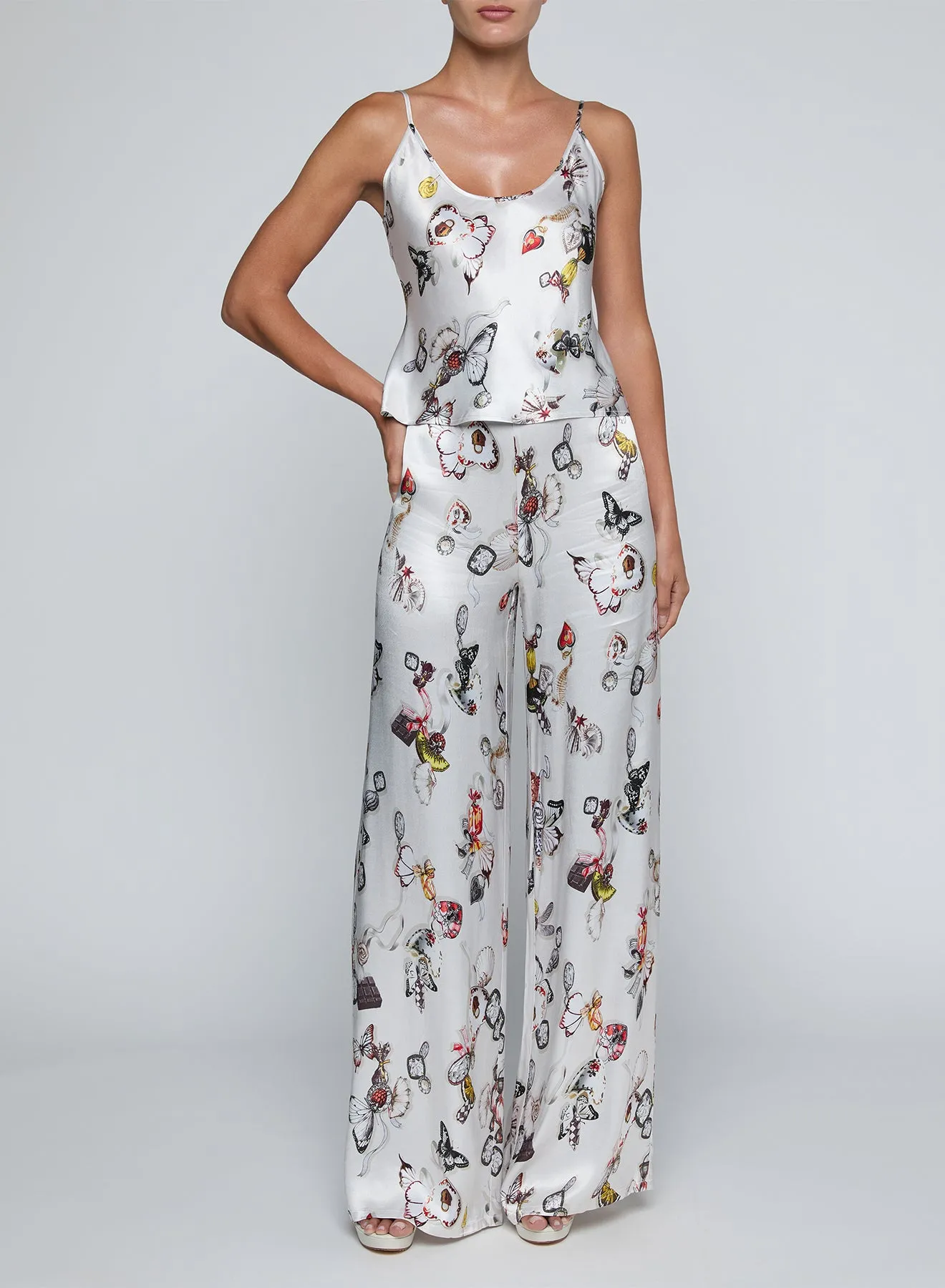 L’agence - Charmy Satin Camisole - Ecru Multi Lock Butterfly sold by Jessie Boutique product image thumbnail 4