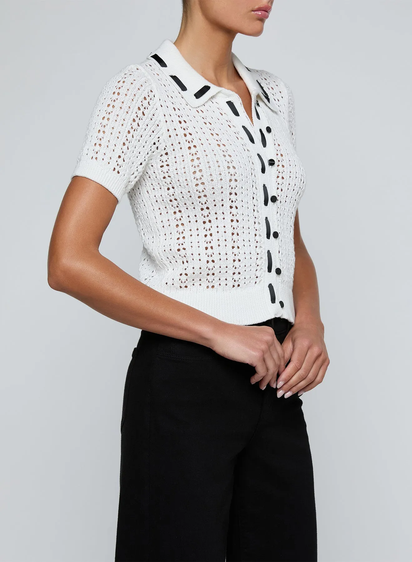 L'agence - Ninette Knit Top - Ivory/Black sold by Jessie Boutique product image thumbnail 3