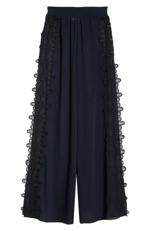 Ramy Brook - Athena Lace Semisheer Split Hem Wide Leg Cover-Up Pants - Black made by Ramy Brook