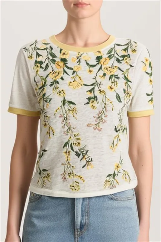 Alice + Olivia - Cindy Cropped Tee - Fresh Air Butter made by Alice + Olivia