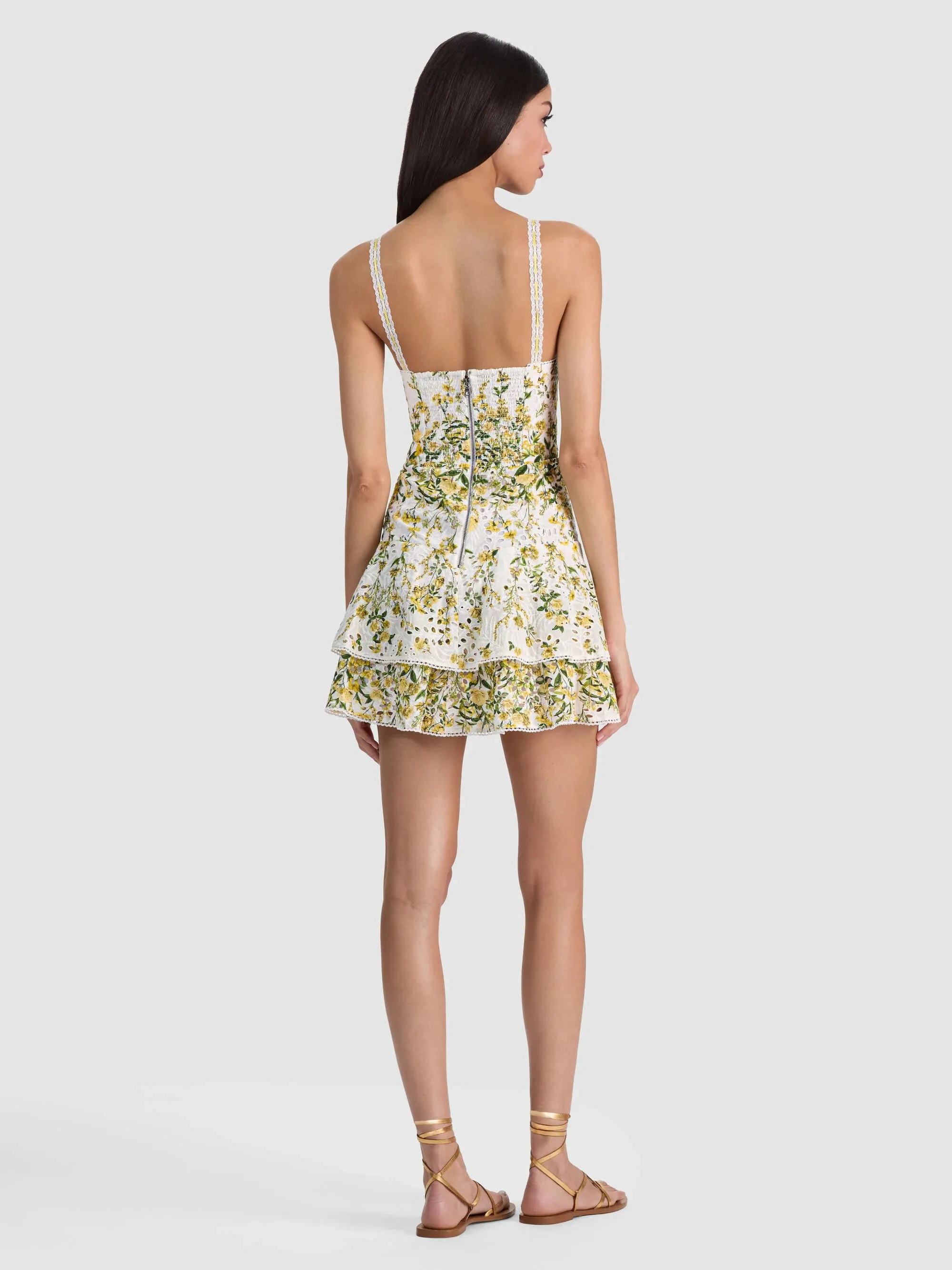 Alice + Olivia - Meredith Sweetheart Drop Ruffle Flare Mini Dress - Fresh Air Butter sold by Jessie Boutique product image thumbnail 3