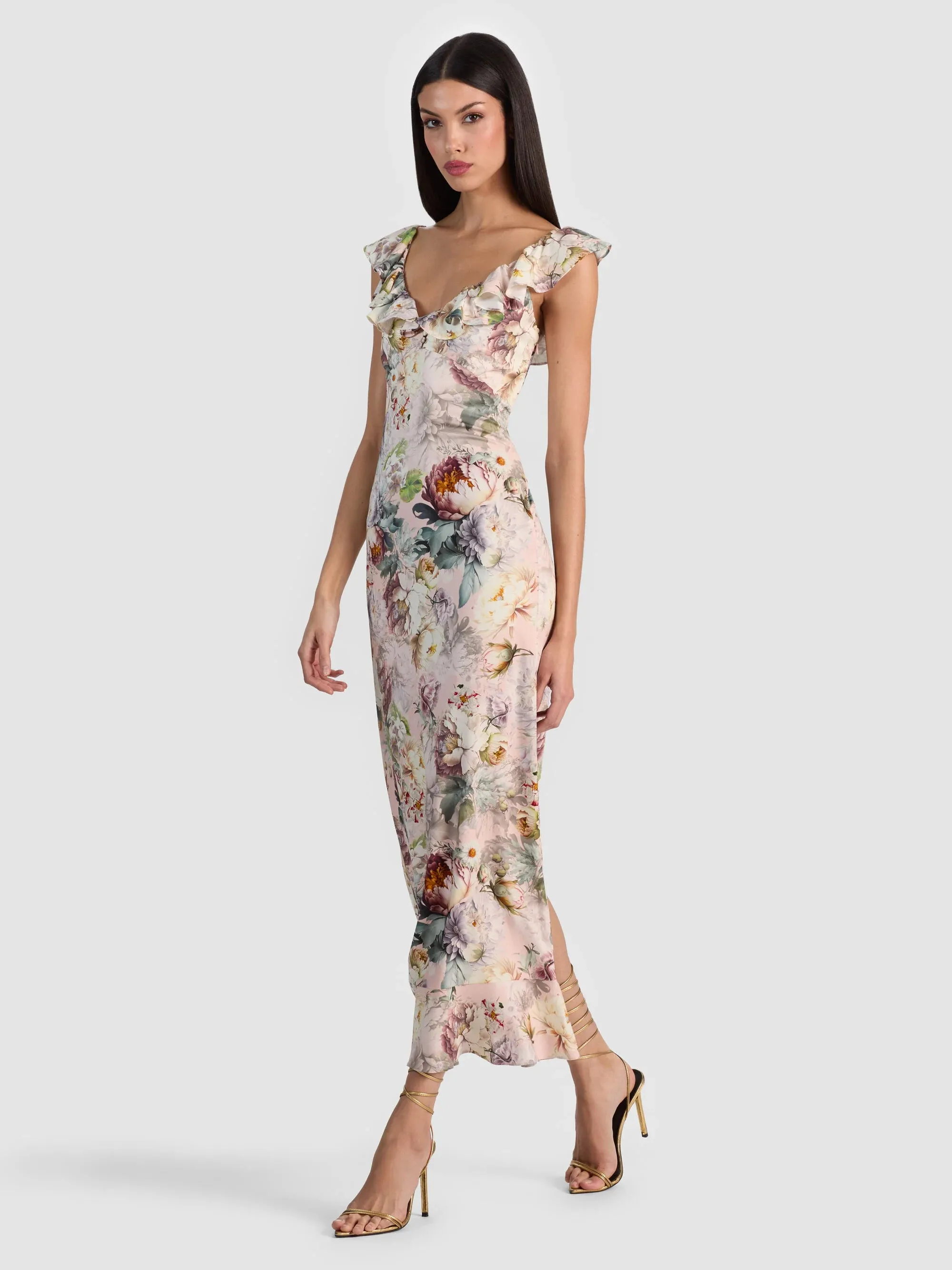 Alice + Olivia - Gemma Ruffle Midi Dress - Sweet Peony sold by Jessie Boutique product image thumbnail 4