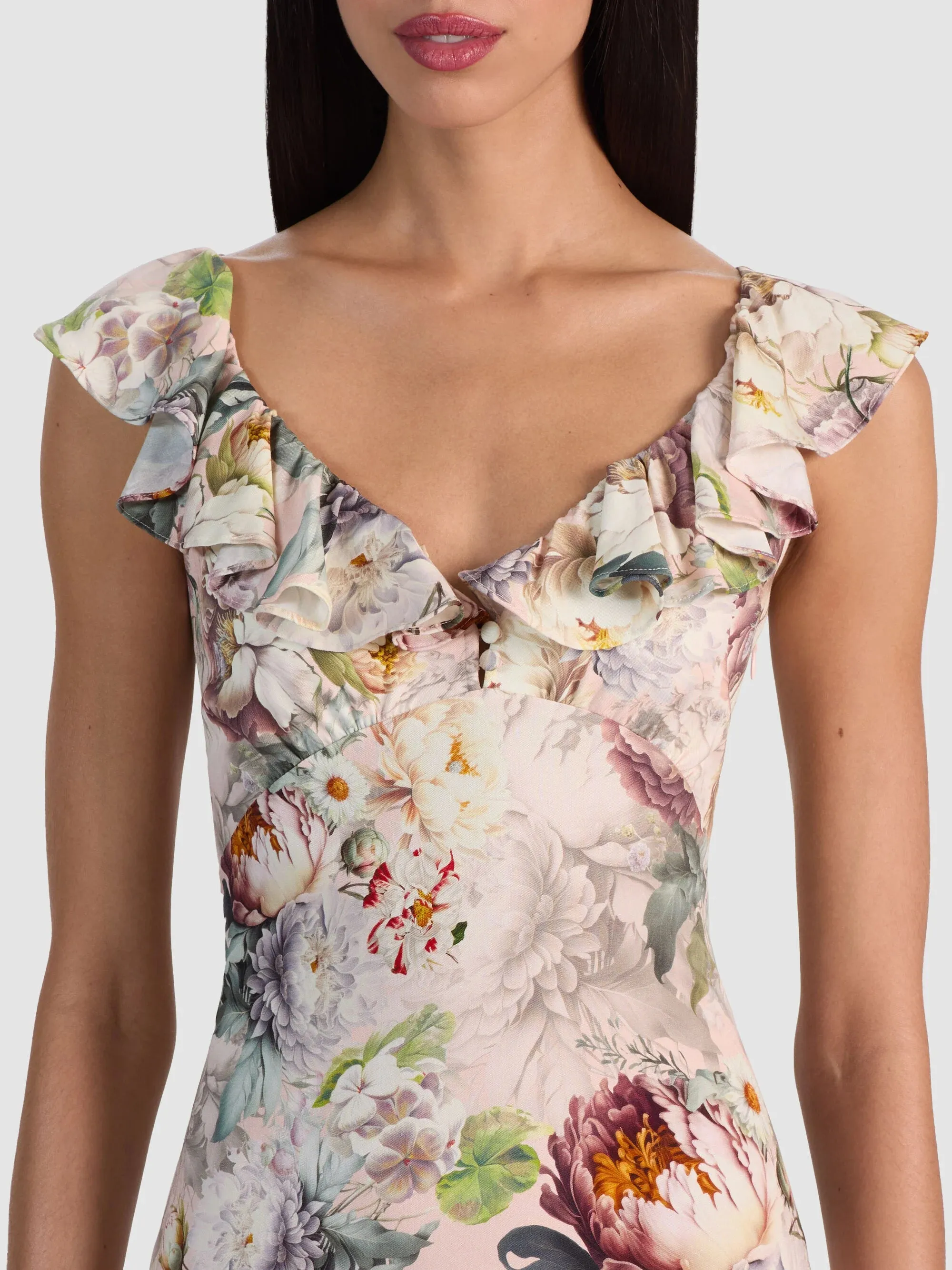 Alice + Olivia - Gemma Ruffle Midi Dress - Sweet Peony sold by Jessie Boutique product image thumbnail 2