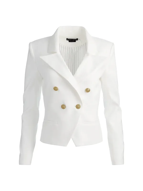 Alice + Olivia - Sable Double Breasted Cropped Blazer - Off White made by Alice + Olivia