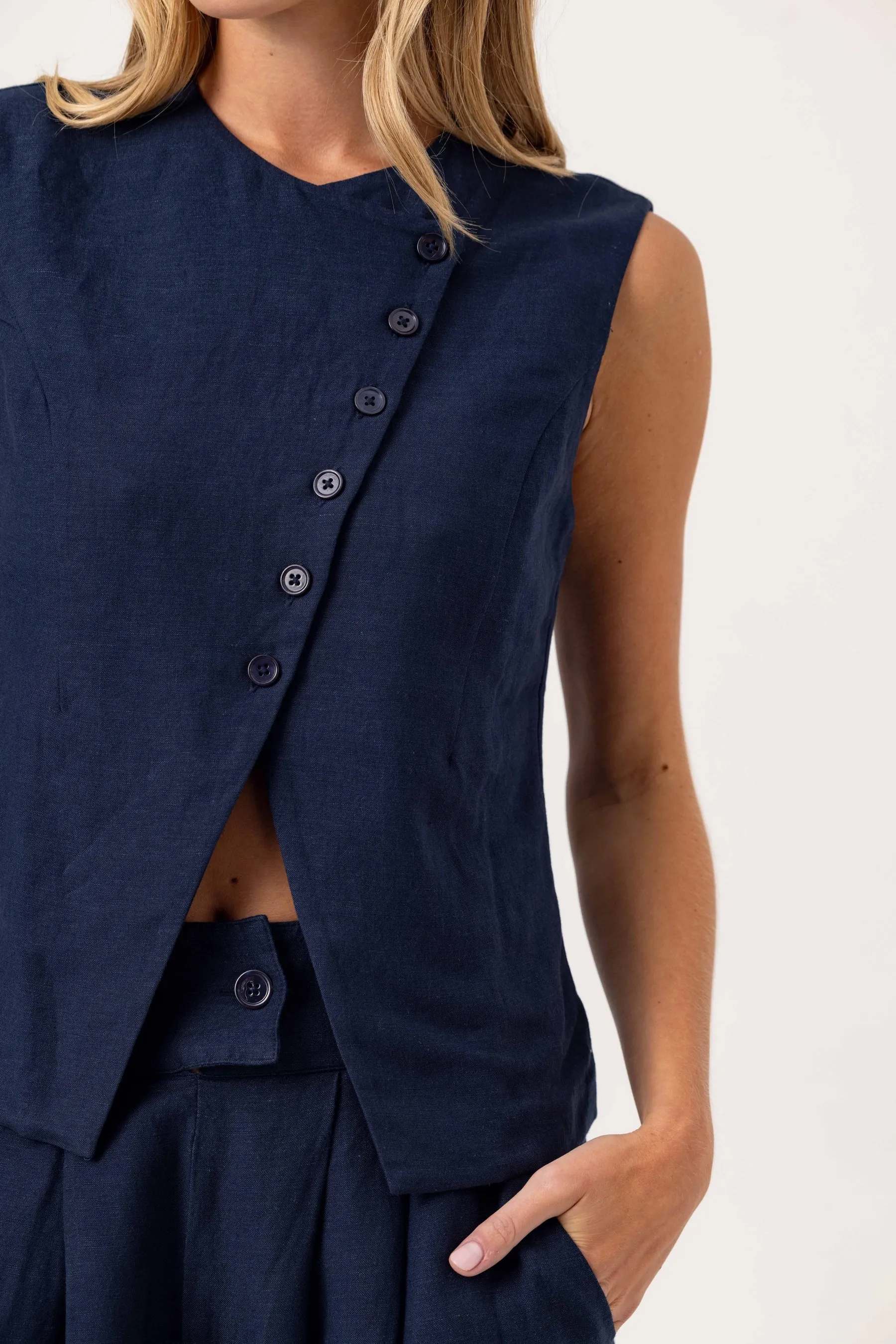 Sundays - Silken Vest - Navy sold by Jessie Boutique product image thumbnail 2