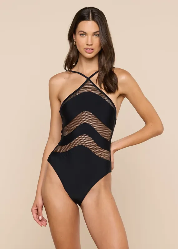 L'agence - Gabrielle One-Piece Swimsuit - Black Mesh made by L'AGENCE