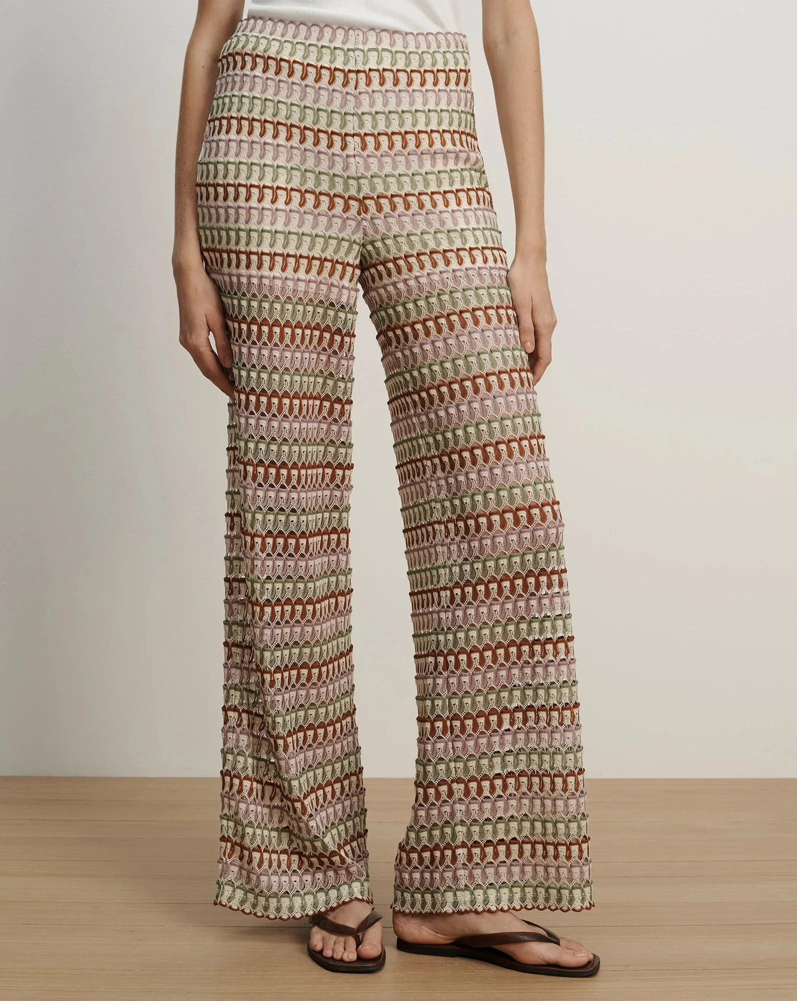 Veronica Beard - Fatima Crochet Wide-Leg Pant - Deep Ochre/Dove White Multi sold by Jessie Boutique product image thumbnail 3