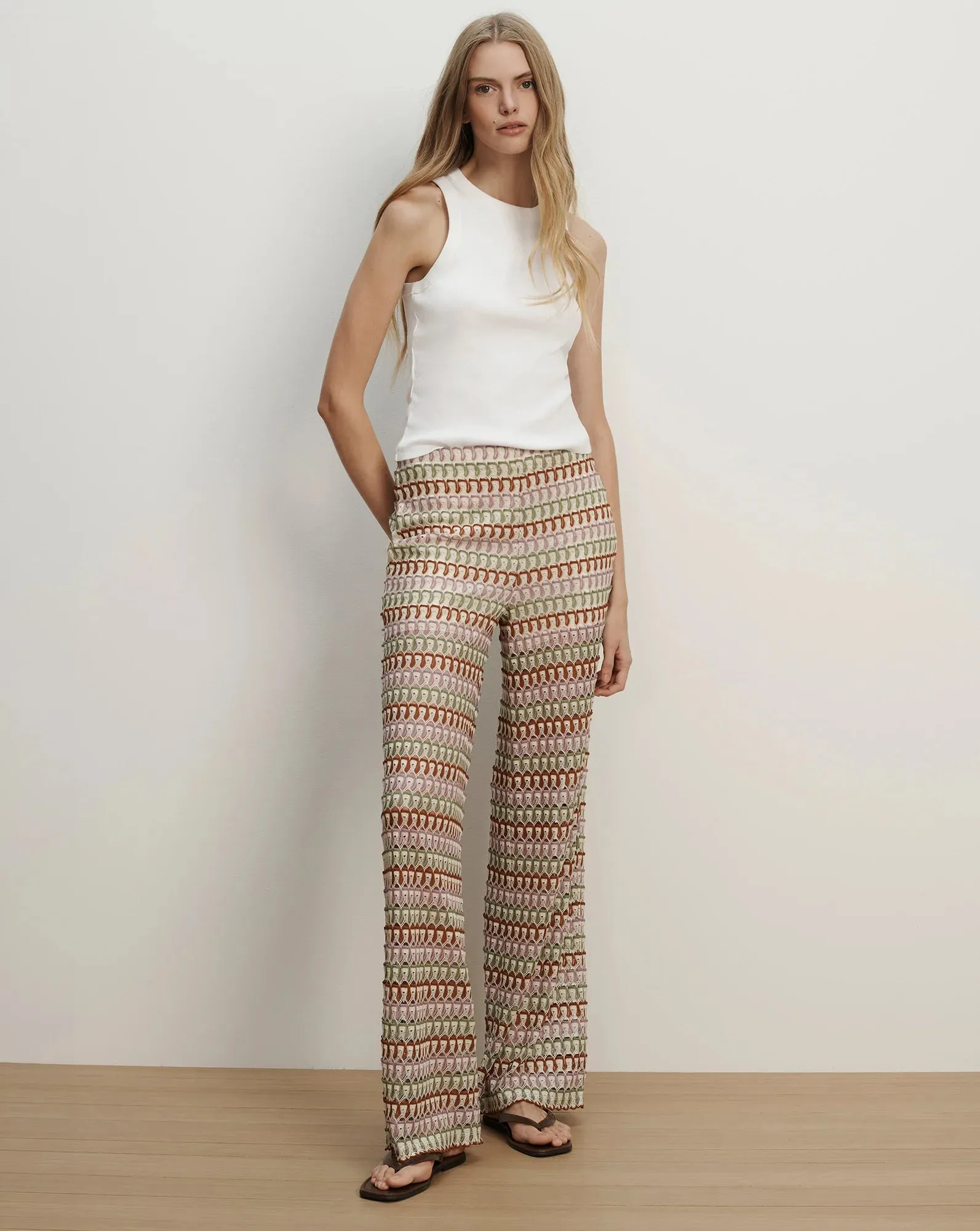 Veronica Beard - Fatima Crochet Wide-Leg Pant - Deep Ochre/Dove White Multi sold by Jessie Boutique
