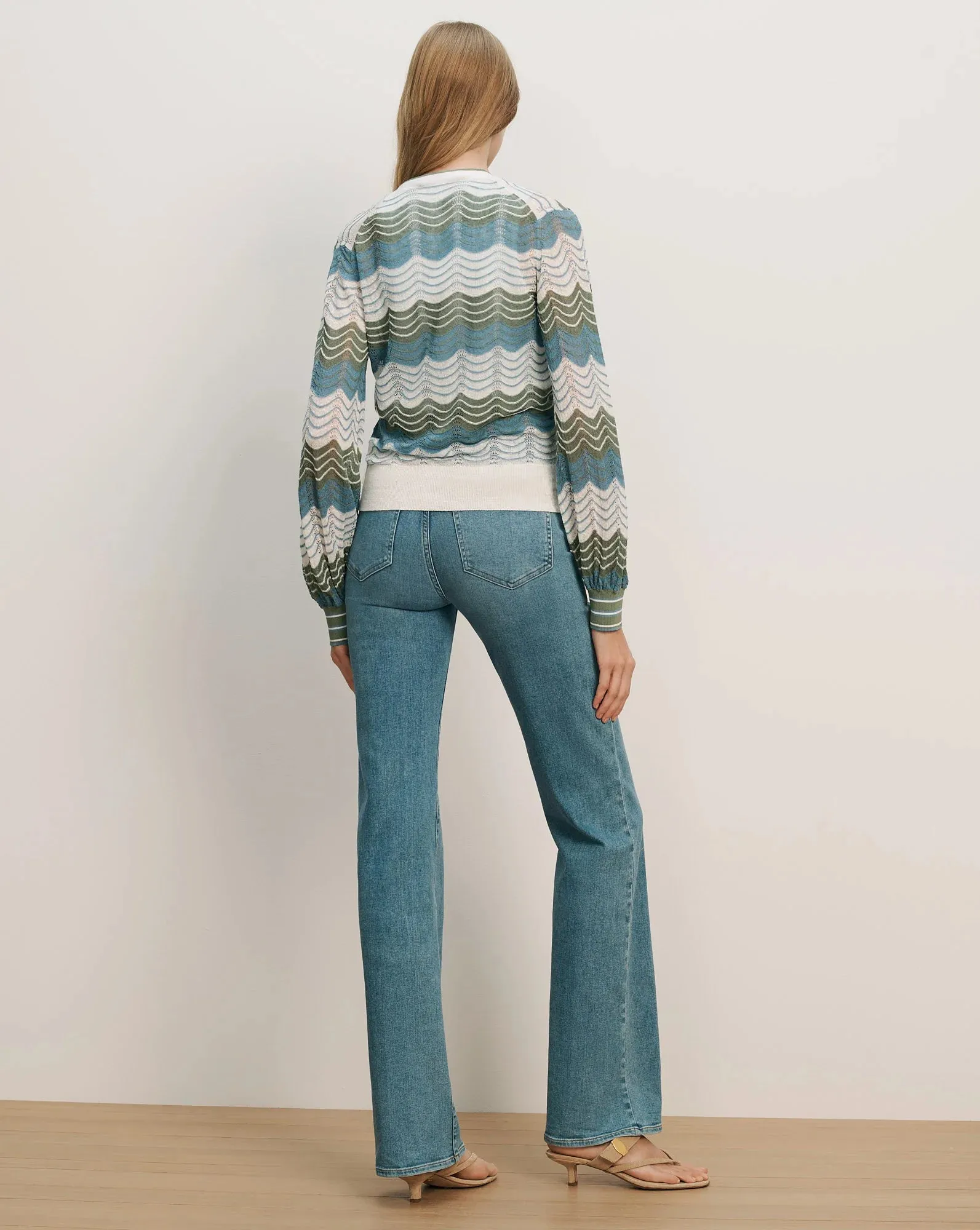 Veronica Beard - Laurinor Linen-Blend Cardigan - Dove White/Sage/Blue River sold by Jessie Boutique product image thumbnail 3