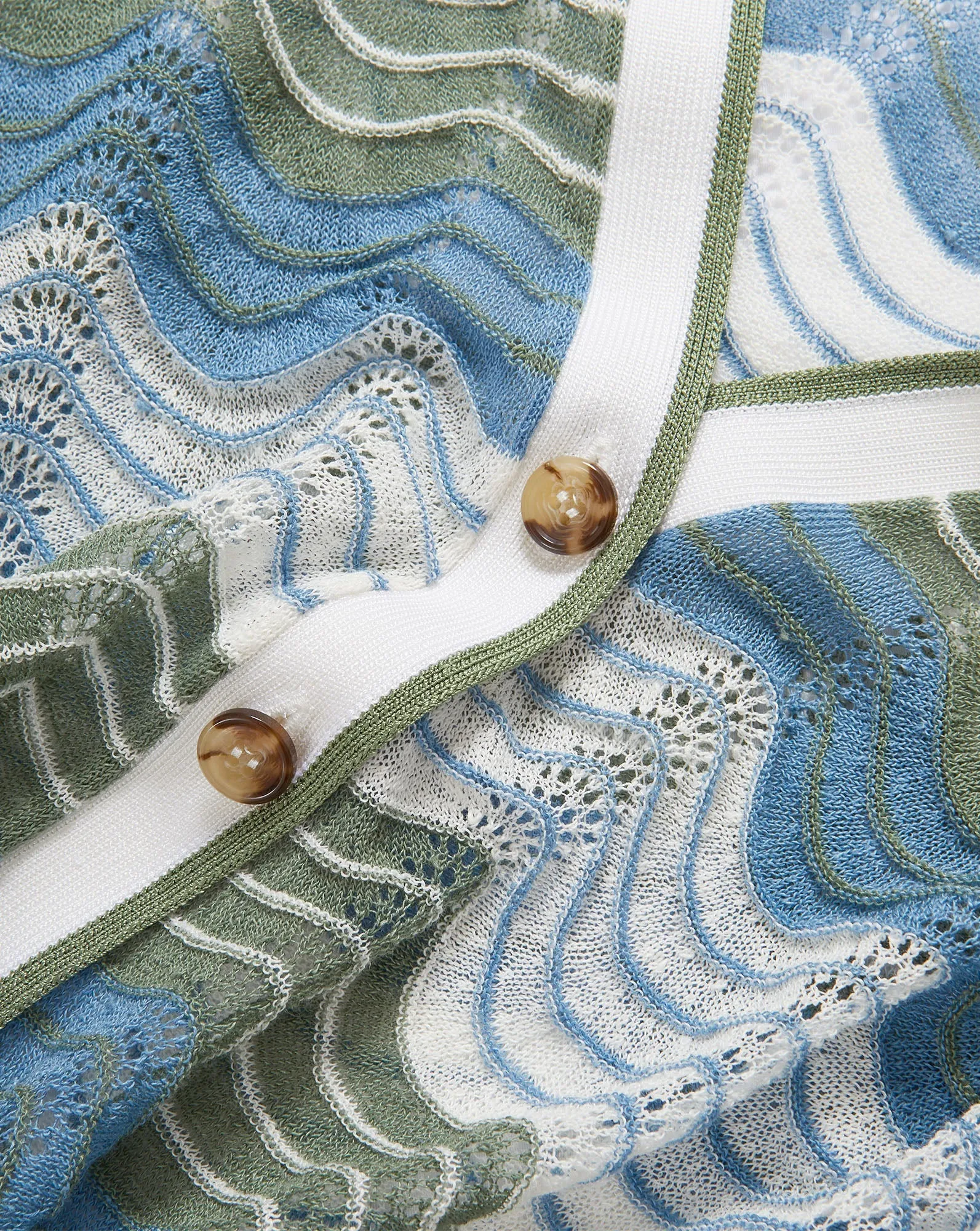 Veronica Beard - Laurinor Linen-Blend Cardigan - Dove White/Sage/Blue River sold by Jessie Boutique product image thumbnail 4