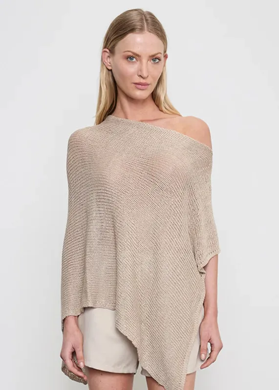 Enza Costa - Linen Open Knit Poncho - Oatmeal made by Enza Costa