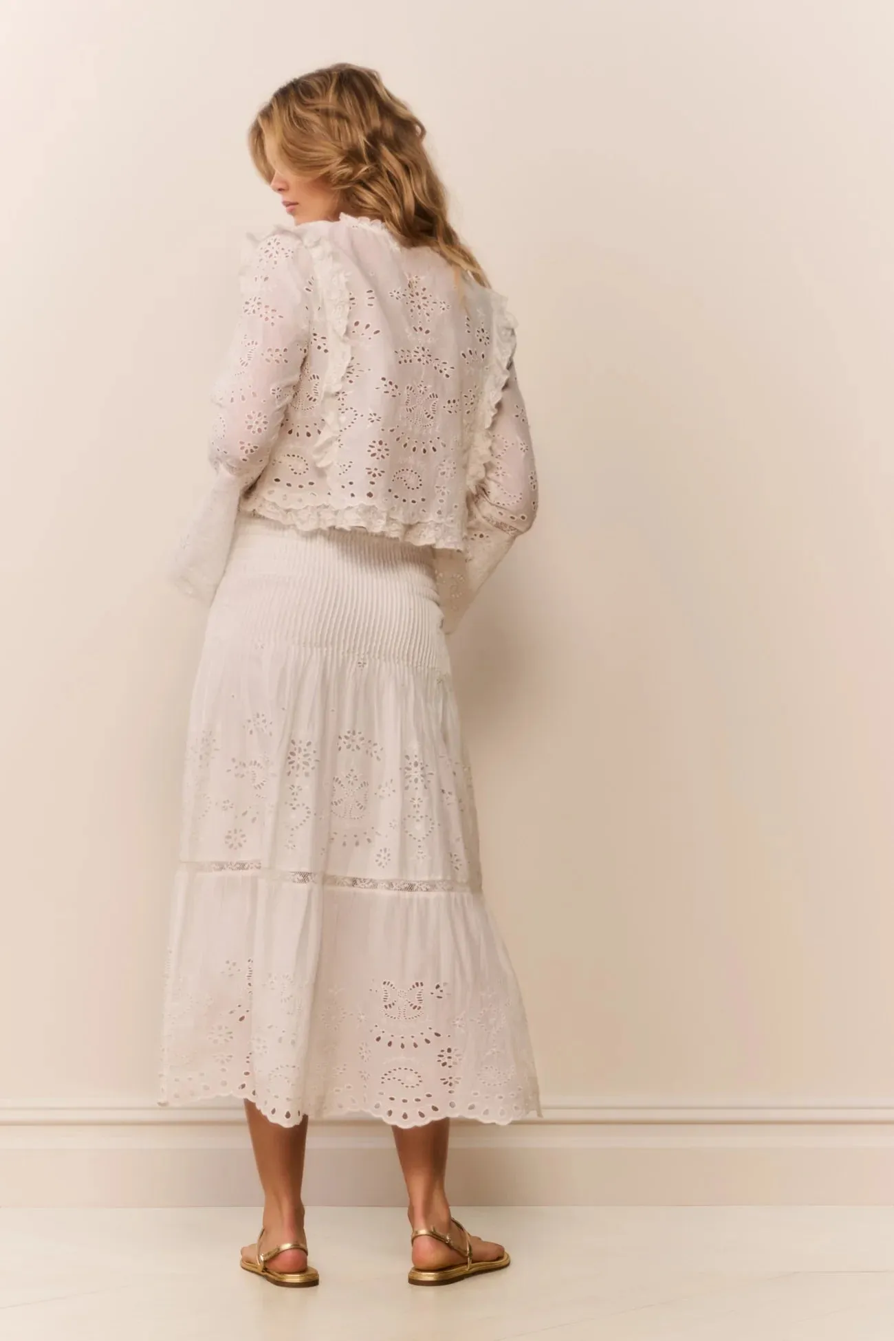 LoveShackFancy - Hawthorn Cotton Eyelet Blouse - White sold by Jessie Boutique product image thumbnail 3