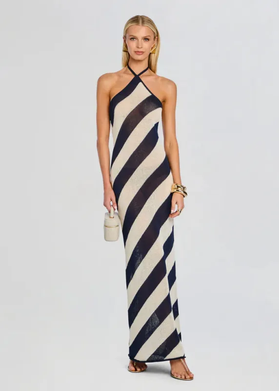 SER.O.YA - Dree Knit Maxi Dress - Navy/Eggshell made by Seroya