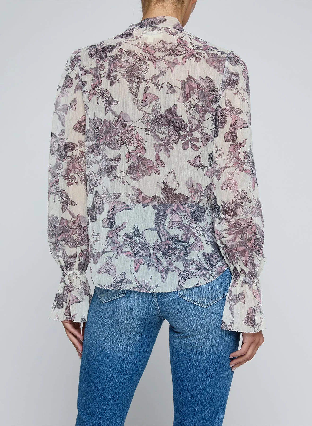 L'agence - Eunice Blouse - Vintage White Watercolor Butterfly sold by Jessie Boutique product image thumbnail 3