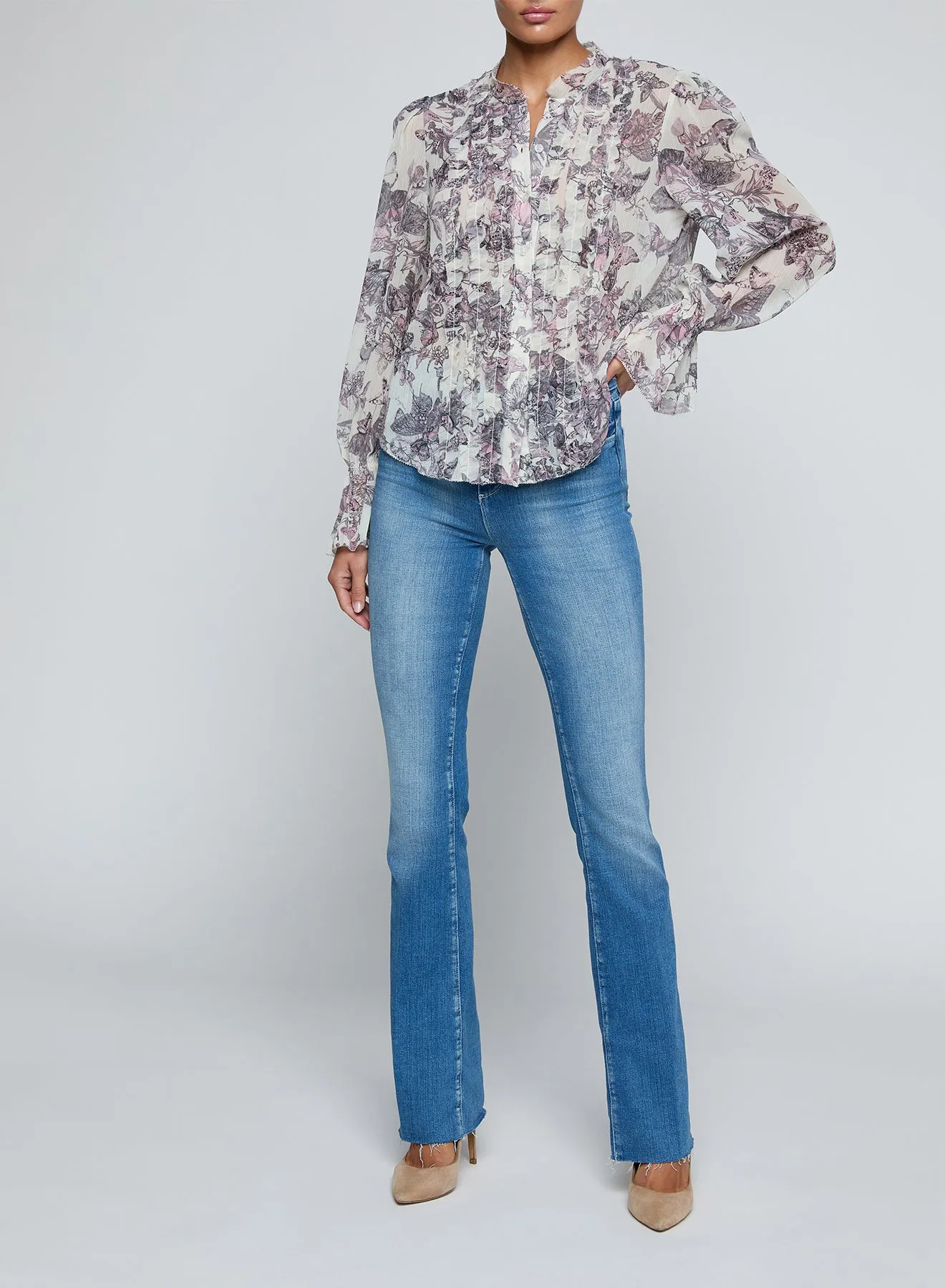 L'agence - Eunice Blouse - Vintage White Watercolor Butterfly sold by Jessie Boutique product image thumbnail 5