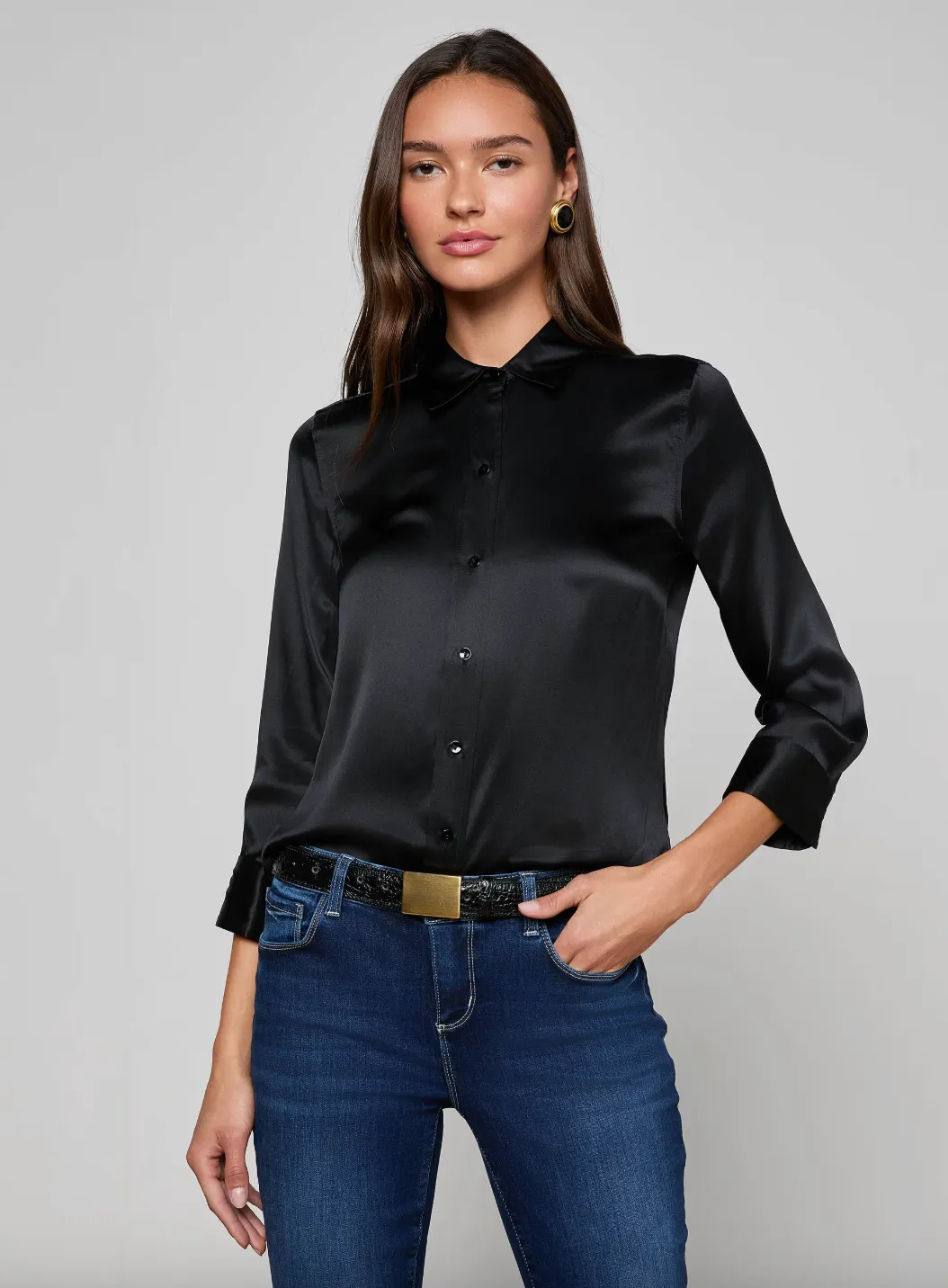 L'agence - Dani Silk Blouse - Black sold by Jessie Boutique
