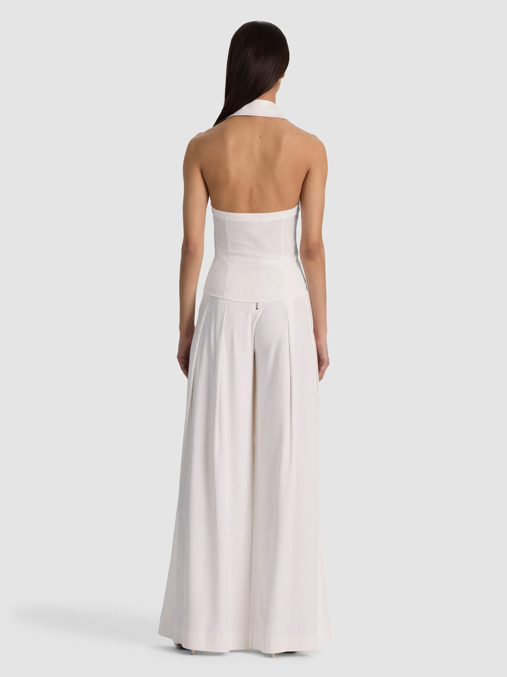 Alice + Olivia - Freya Button Down Halter Top - Off White sold by Jessie Boutique product image thumbnail 3