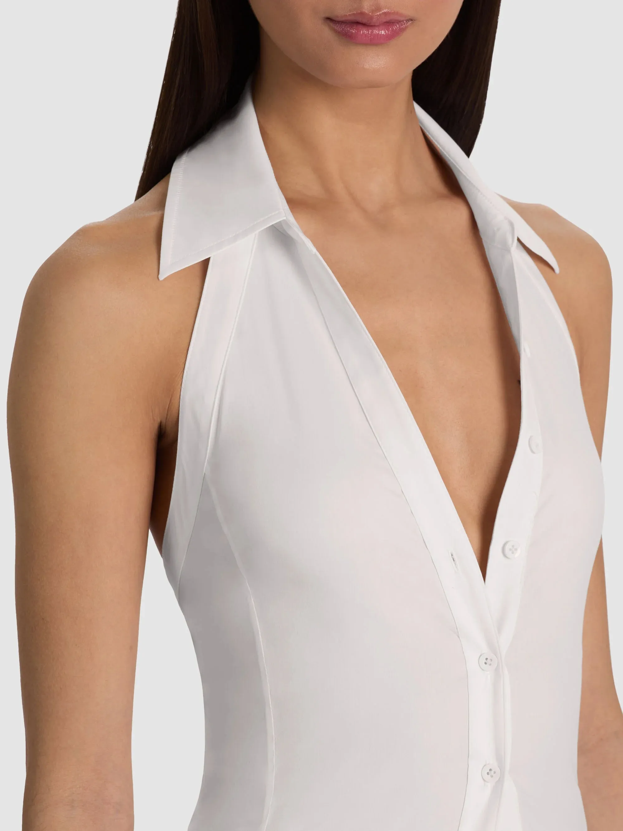 Alice + Olivia - Freya Button Down Halter Top - Off White sold by Jessie Boutique product image thumbnail 4