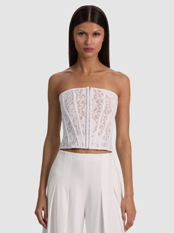 Alice + Olivia - Cosette Lace Corset Top - Off White made by Alice + Olivia