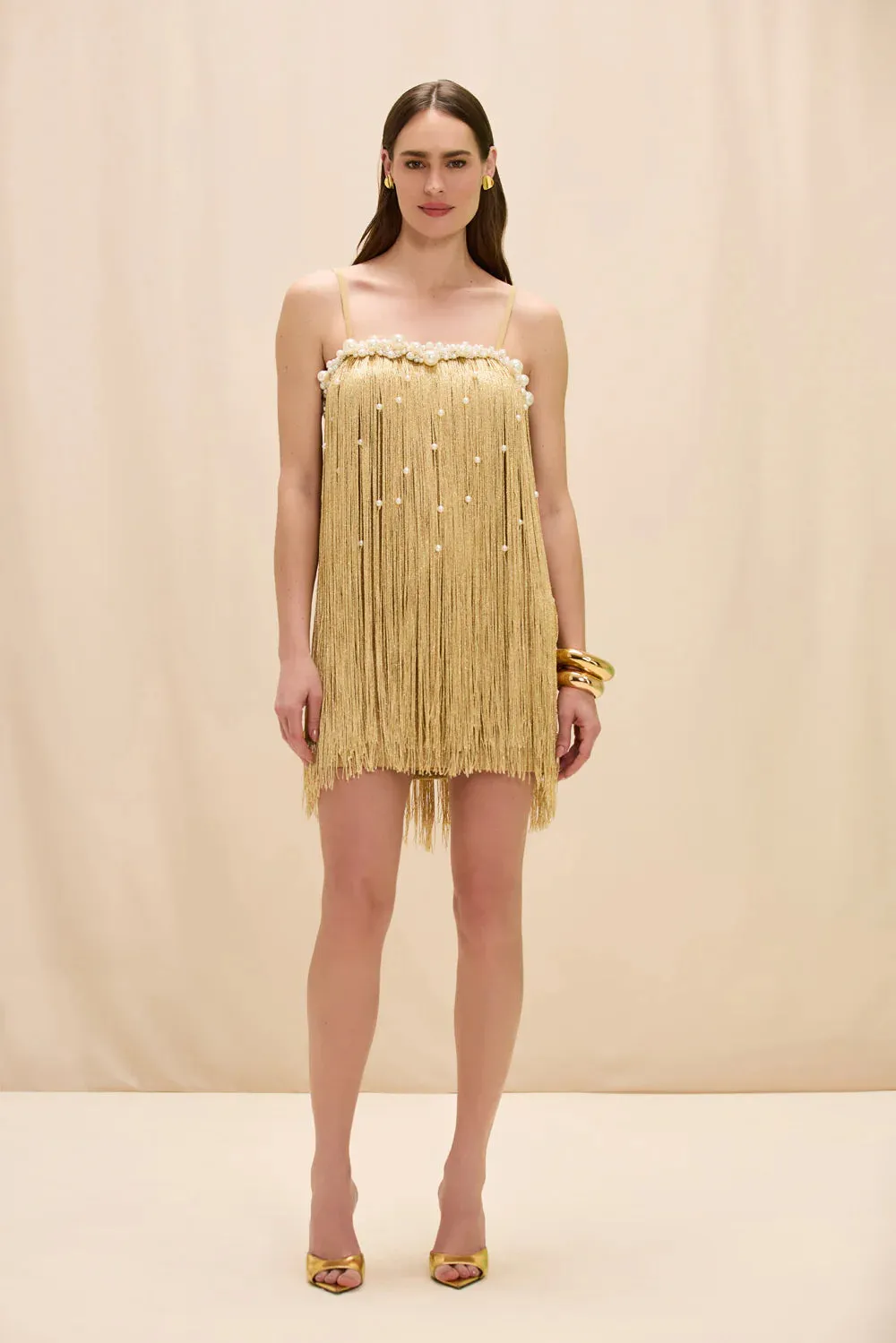 Patbo - Aurea Crochet Mini Dress - Gold sold by Jessie Boutique product image thumbnail 3