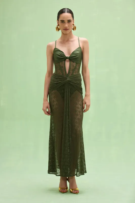 Patbo - Sirena Mesh Maxi Dress - Green made by PatBO
