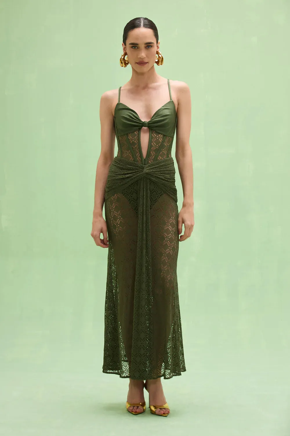 Patbo - Sirena Mesh Maxi Dress - Green sold by Jessie Boutique