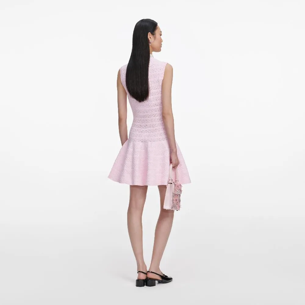 Self-portrait - Pointelle Diamante Knit Mini Dress - Pink sold by Jessie Boutique product image thumbnail 4