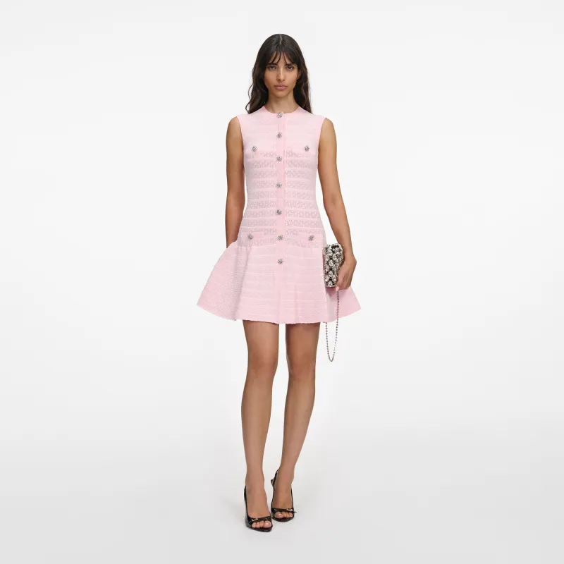 Self-portrait - Pointelle Diamante Knit Mini Dress - Pink made by Self-Portrait