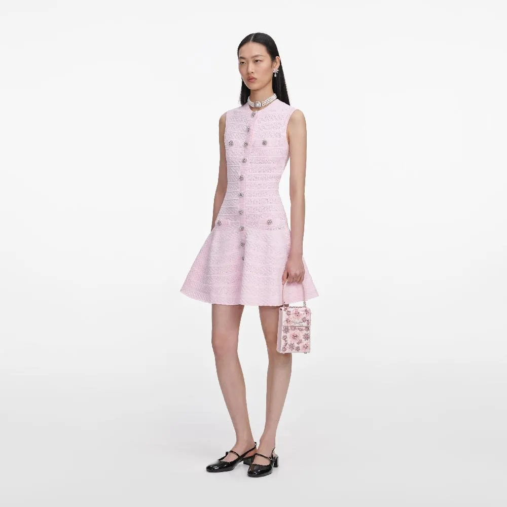 Self-portrait - Pointelle Diamante Knit Mini Dress - Pink sold by Jessie Boutique product image thumbnail 5