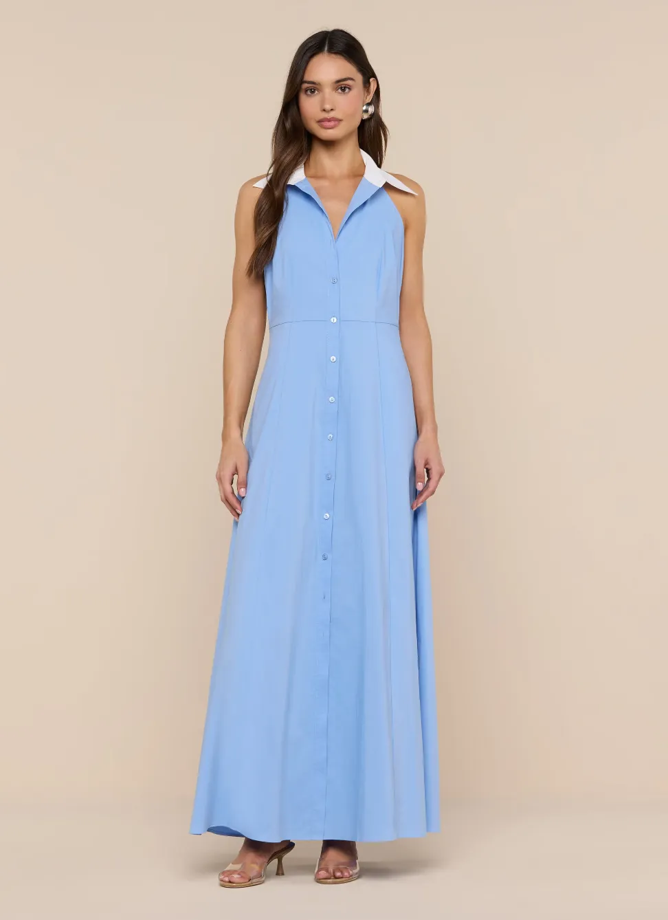 L'agence - Maurie Poplin Maxi Dress - Vista Blue/White sold by Jessie Boutique product image thumbnail 2