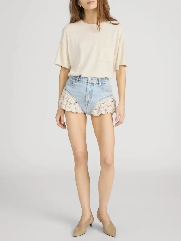 Frame - The Crochet Ruffle Short - Outlaw made by Frame Denim