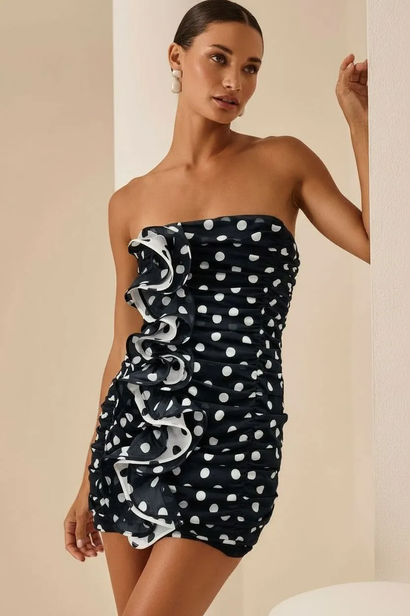 Charo Ruiz - Short Dress Rocio - Black Dots sold by Jessie Boutique