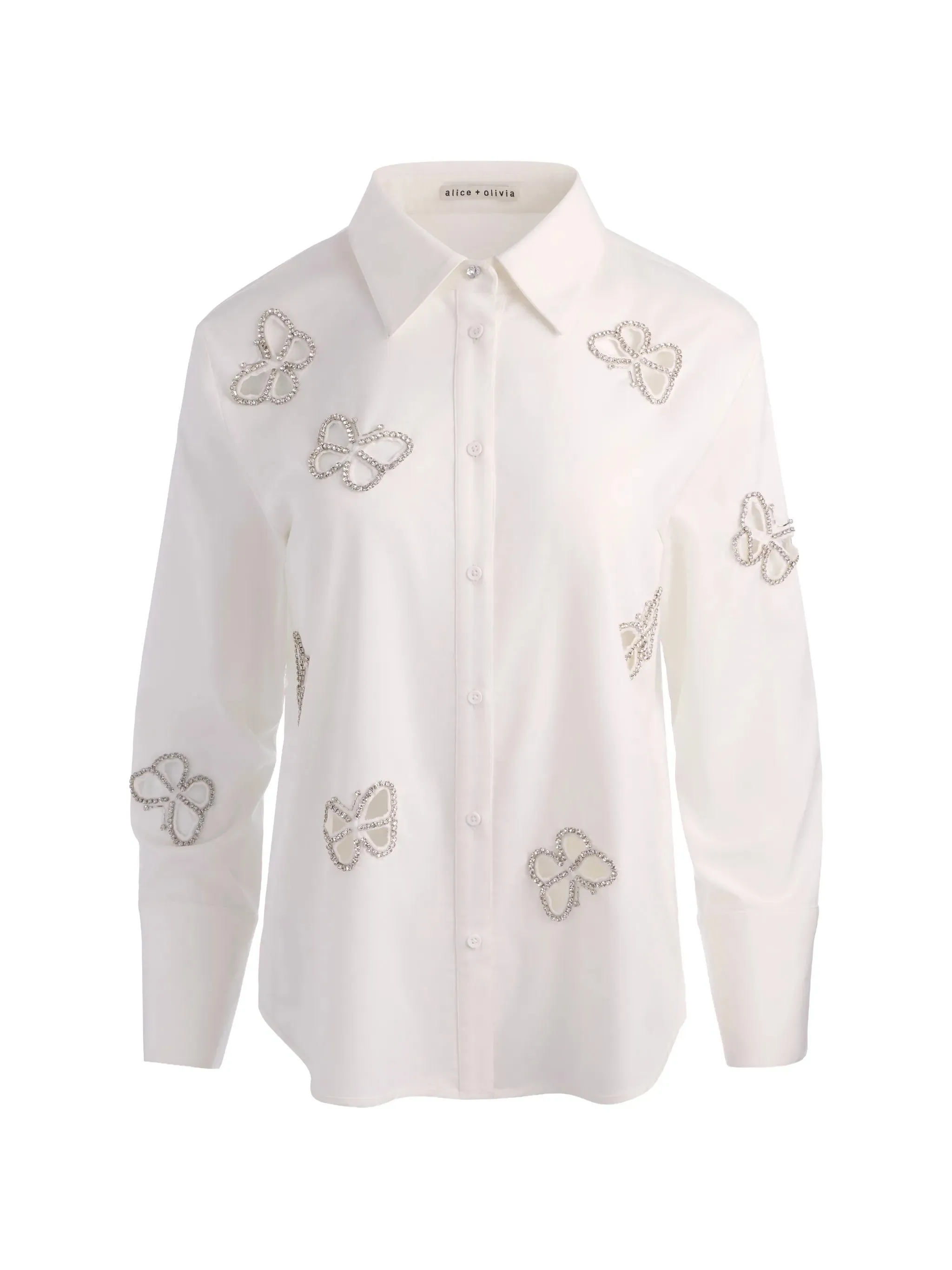 Alice + Olivia - Finely Embellished Oversized Button Down - Off White sold by Jessie Boutique product image thumbnail 2