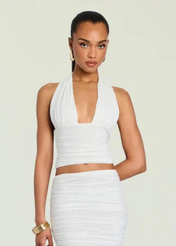 SER.O.YA - Bimini Mesh Halter Top - Eggshell made by Seroya
