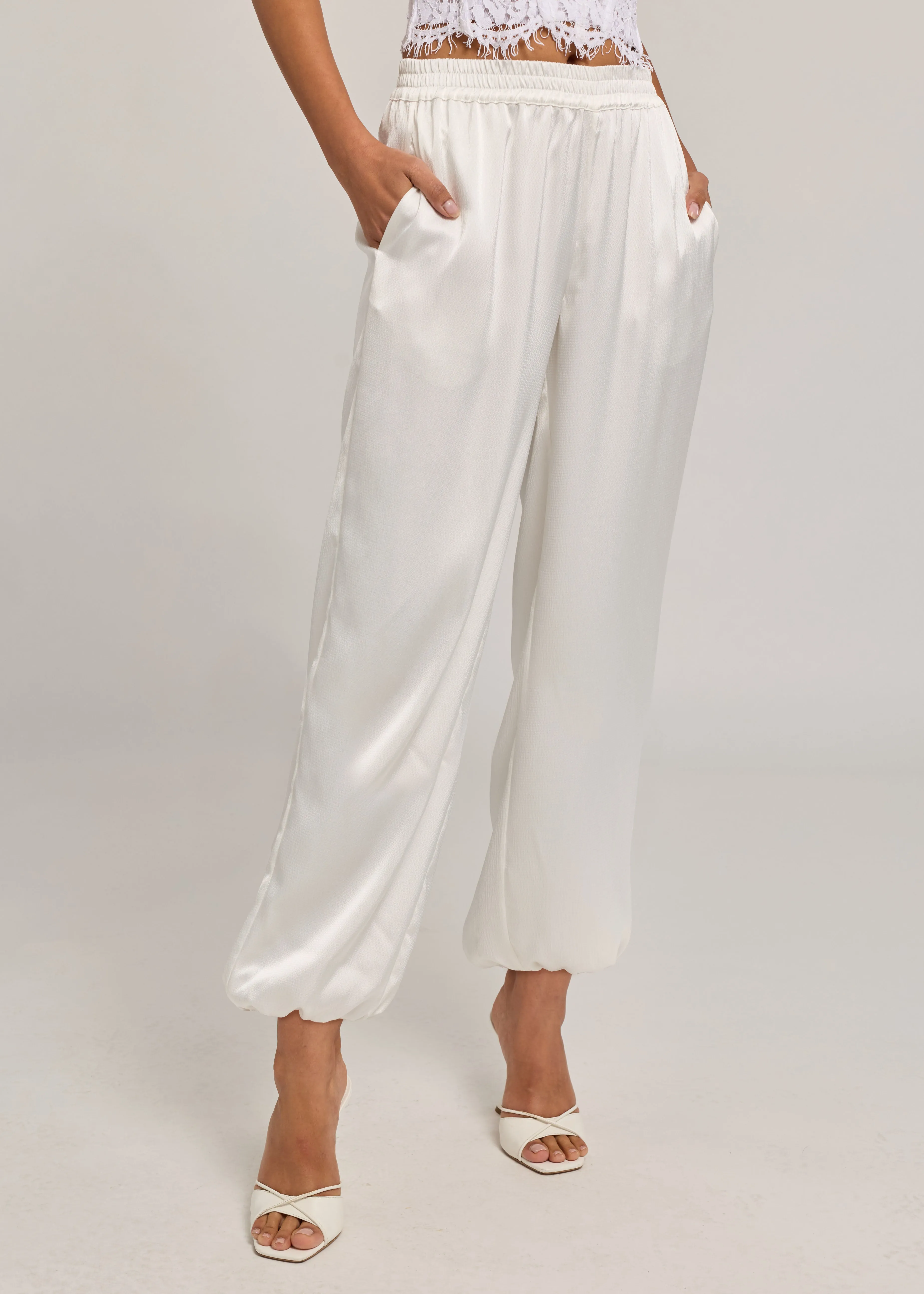 Generation Love - Yuki Hammered Satin Bubble Pants - White sold by Jessie Boutique product image thumbnail 5