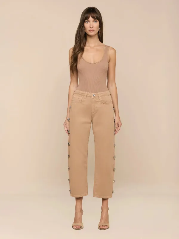 L'agence - Mallis Studded Bow-Leg Jean - Cappuccino made by L'AGENCE