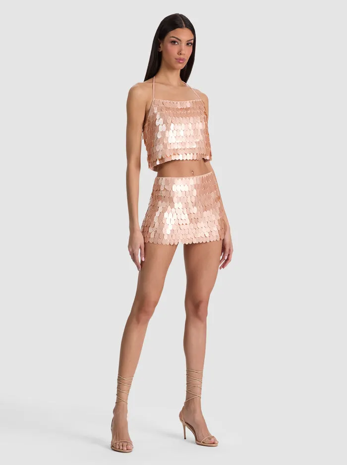 Alice + Olivia - Mace Paillette Mini Skort - Rose Tan sold by Jessie Boutique product image thumbnail 4