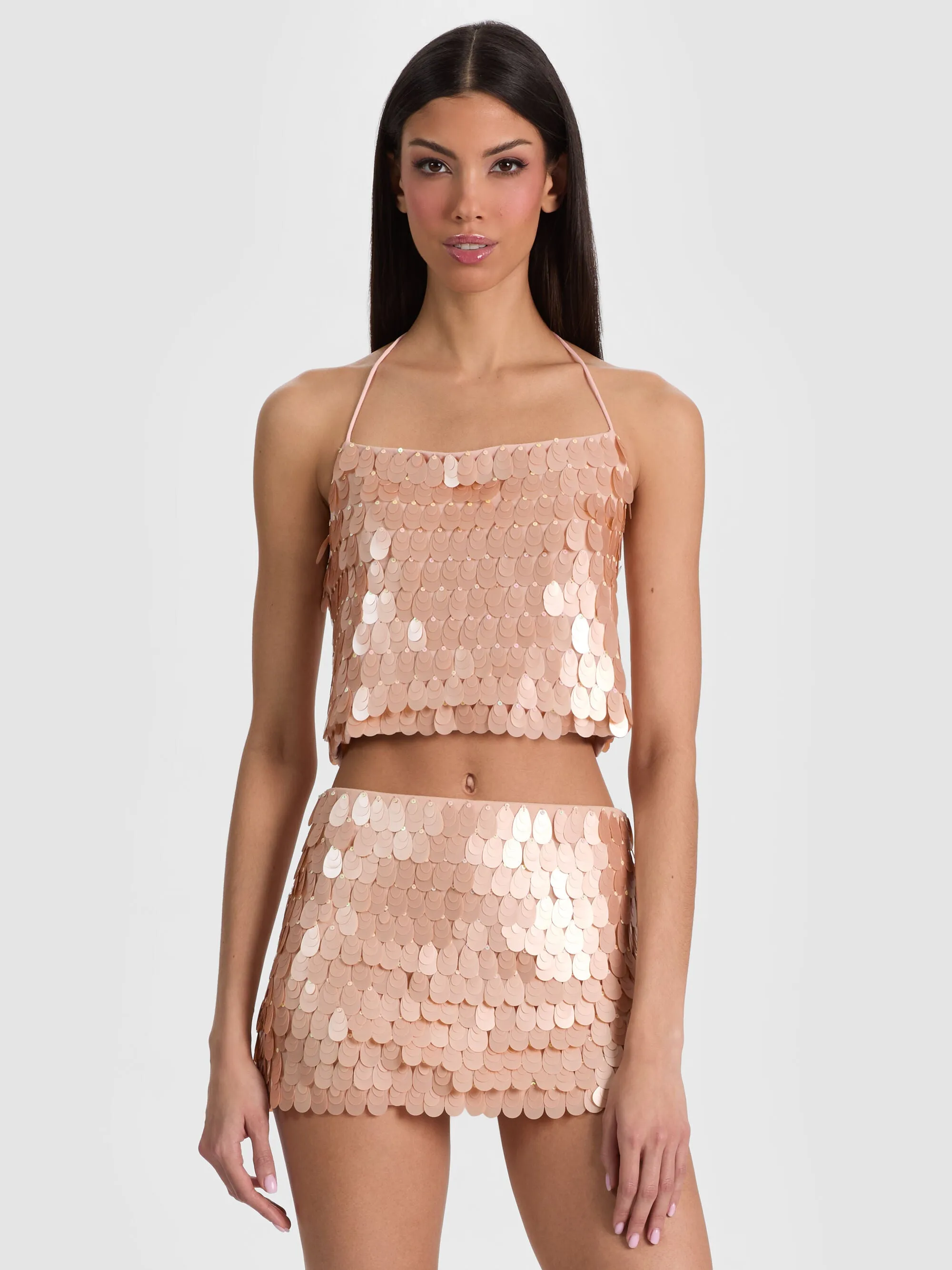 Alice + Olivia - Mace Paillette Mini Skort - Rose Tan sold by Jessie Boutique product image thumbnail 3