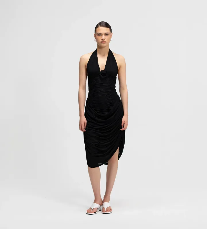Maygel Coronel - Drapée Midi Dress - Basalto made by Maygel Coronel