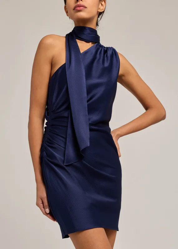 Generation Love - Hazel Hammered Satin Scarf Dress - French Navy made by Generation Love